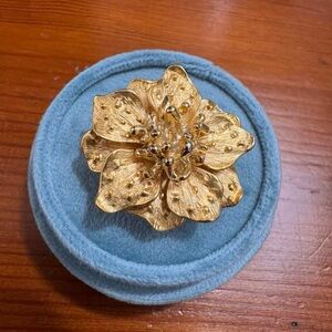 Kenneth Jay Lane Gold Textured Flower Ring